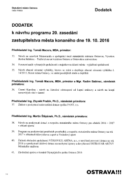 Dodatek k n&aacute;vrhu programu 20. zased&aacute;n&iacute; ZM