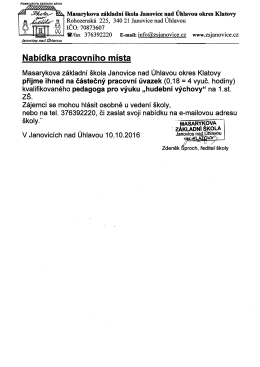 učitele "Hv". - ZŠ Janovice nad Úhlavou