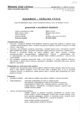 Veřejná výzva na obsazení funkce: pracovník v sociálních