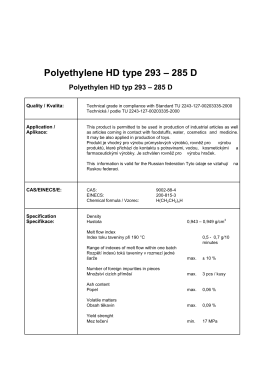 Polyethylene HD type 293 – 285 D