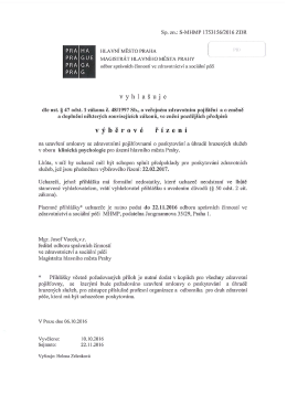 výběrové řízení - klinická psychologie
