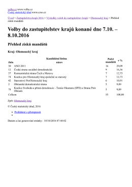 P\370ehled zisk\371 mand\341t\371 | volby.cz