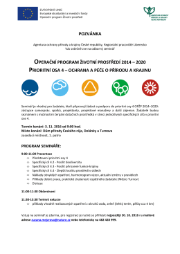 pozvánka operační program životní prostředí 2014 – 2020 prioritní