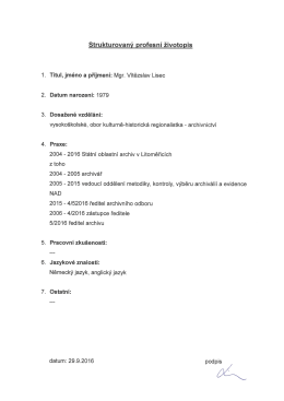 Životopis - Státní oblastní archiv v Litoměřicích