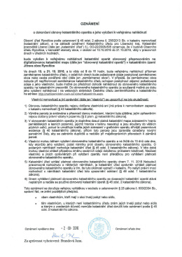 Oznámení o dokončení obnovy katastrálního operátu a