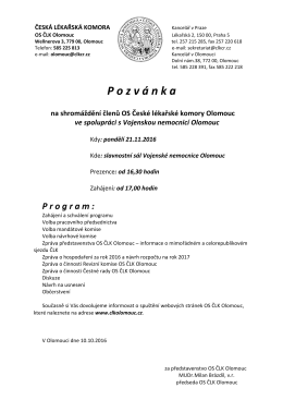 Pozvánka - Okresní shormážední OS ČLK Olomouc