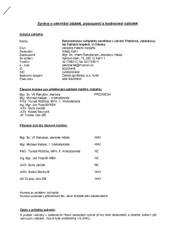 Zpráva o otevírání obálek, posouzení a hodnocení nabídek