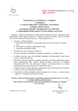 výběrové řízení na přiznání stipendií v ak. roce 2016/2017