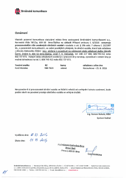 Oznámení o odtažení silničního vozidla