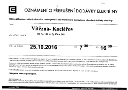 Page 1 if Ifert 1: - Z - * OZNÁMENÍ O PŘERUŠENÍ DODÁVKY