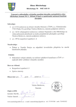 Usnesení z veřejného zasedání 09/2016