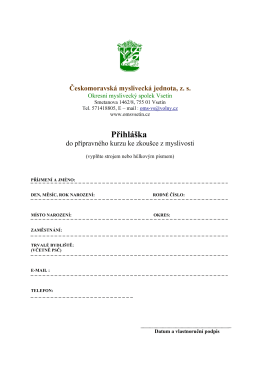 Přihláška - adepti - Okresní myslivecký spolek Vsetín