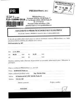 Page 1 |PR PREdistribuce, a.s. UMC Praha 10 &bull; 4 &bull; 4 Derueene: 10