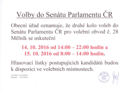 Druhé kolo voleb do Senátu Parlamentu ČR se uskuteční 14. 10
