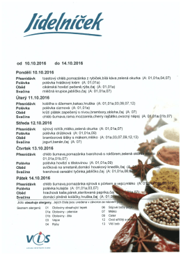 J&iacute;deln&iacute;ček na 10.10. - 14.10.2016