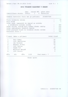 Obec Černolice - Výsledek voleb do Senátu Parlamentu ČR 2016
