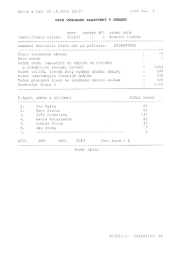 Page 1 Datum a čas : 08 . 10. 201 6 1 6: 27 List č. : 1 OPIS