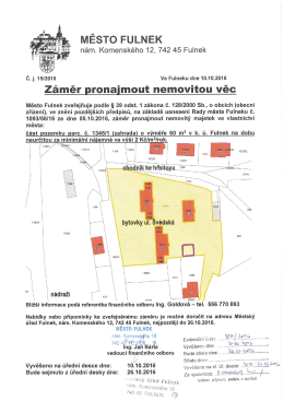 Záměr pronajmout nemovitou věc v k.ú. Fulnek čj. 15-2016