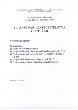 Program 21. zasedání ZO Žár