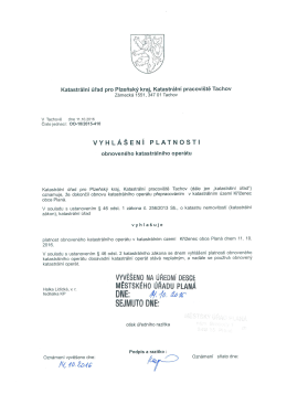Vyhlášení platnosti obnoveného katastrálního operátu