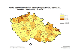 Mapa – nezaměstnanost v ČR k 30. 9. 2016