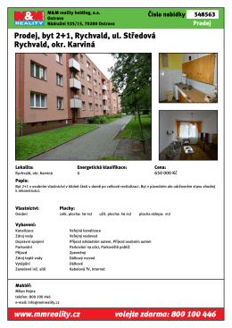 Prodej, byt 2+1, Rychvald, ul. Středová Rychvald, okr. Karviná www