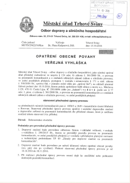 Veřejná vyhláška-stanovení přechodné úpravy provozu