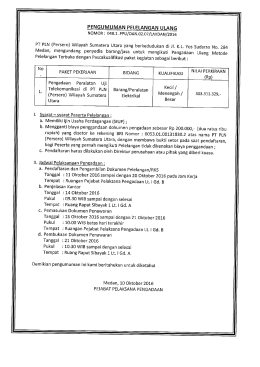 Page 1 PENGUMUMAN PELELANGAN ULANG NOMOR : 048.1