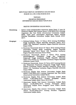 Peraturan Rektor No 421 Tahun 2016