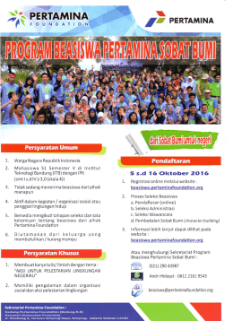 Brosur Beasiswa Pertamina - Institut Teknologi Bandung