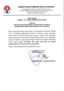 Page 1 KEMENTERIAN PEMUDA DAN OLAHRAGA JALAN