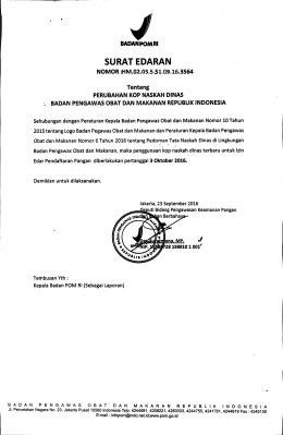 Surat Edaran - Badan Pengawas Obat dan Makanan
