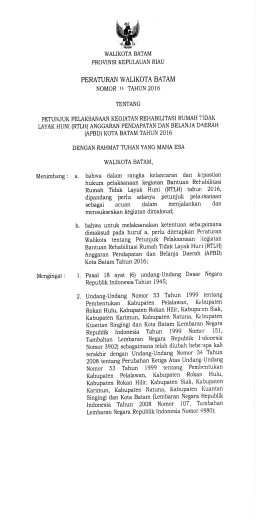 Page 1 &bull;5:> WALIKOTA BATAM PROVINSI KEPULAUAN RIAU