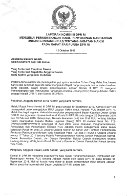 Page 1 LAPORAN KOMISI III DPR RI MENGENAI