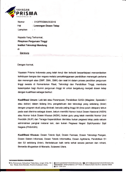 Lowongan Dosen di Yayasan Prisma Indonesia (Manado)