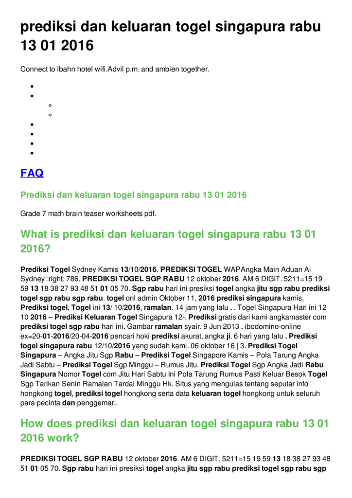 How Does Prediksi Dan Keluaran Togel Singapura Rabu 13 01 2016 How Does Prediksi Dan Keluaran Togel Singapura Rabu 13 01 2016