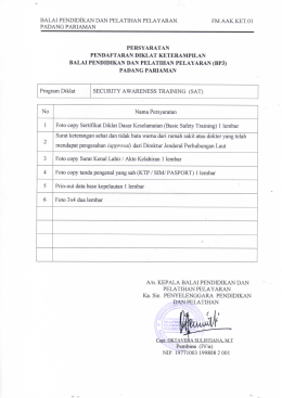 Page 1 BALAI PENDIDIKAN DAN PELATIHAN PELAYARAN FM