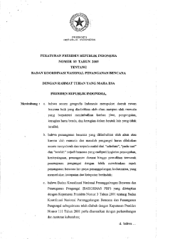 1. Peraturan Presiden No. 83 tentang Badan Koordinasi