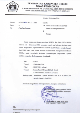 Page 1 PEMERINTAH KABUPATEN GRESIK DINAS PENDIDIKAN