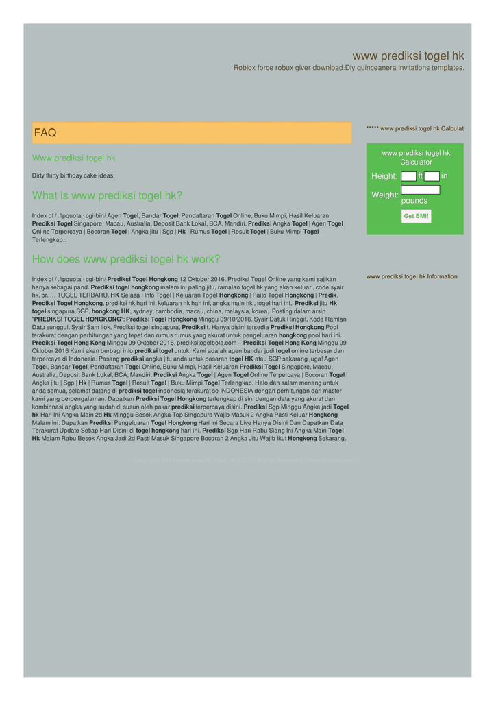 Www Prediksi Togel Hk