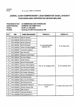 Page 1 Lampiran Nomor : (a.lo.22 (UN32.13.1/DT/2016 JADWAL