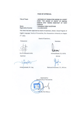 Page 1 PAGE OF APPROVAL Title of Thesis : METHODS OF