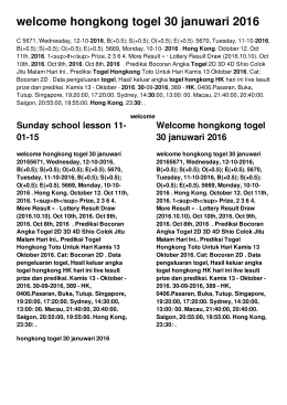 welcome hongkong togel 30 januwari 2016