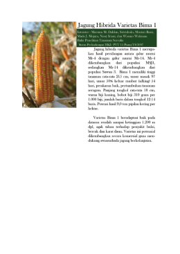 Page 1 |Jagung Hibrida Varietas Bima l Inventor : Marsun M. Dahlan
