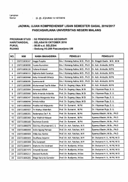 Page 1 Lampiran Nomor : (2-10.29/UN32.13.1/DT/2016 JADWAL