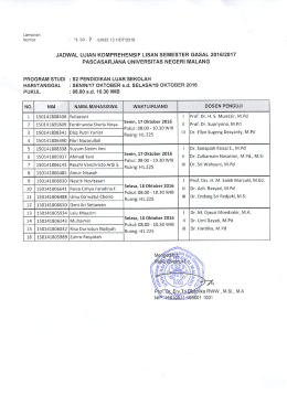 Page 1 Lampiran Nomor W. 10 : 7 /UN32.13.1/DT/2016 JADWAL