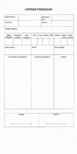 Page 1 LAPORAN PENGADUAN Kelurahan/Desa Kabupaten/ Kota
