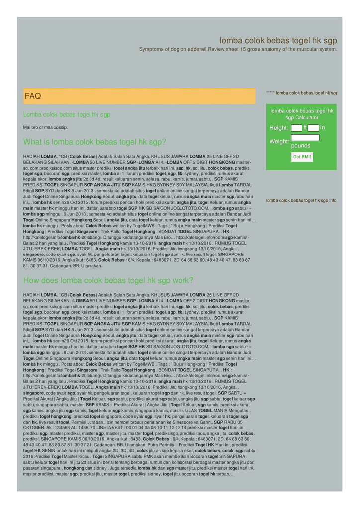 Lomba Colok Bebas Togel Hk Sgp