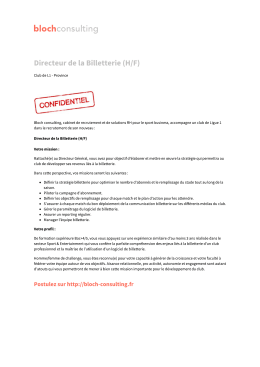 Page 1 blochconsulting Directeur de la Billetterie (H/F) Club de L1