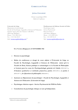 Curriculum vitae - Unité de recherche "Phénoménologies"